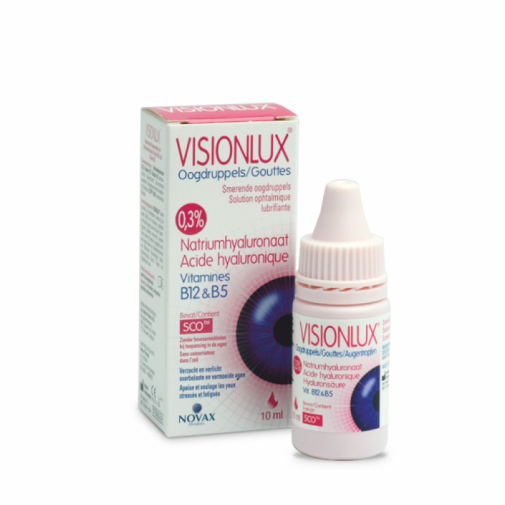 Novax Visionlux Lubrucating Eye Drops Λιπαντικό Οφθαλμικό Διάλυμα με Υαλουρονικό Νάτριο σε Σταγόνες, 10ml