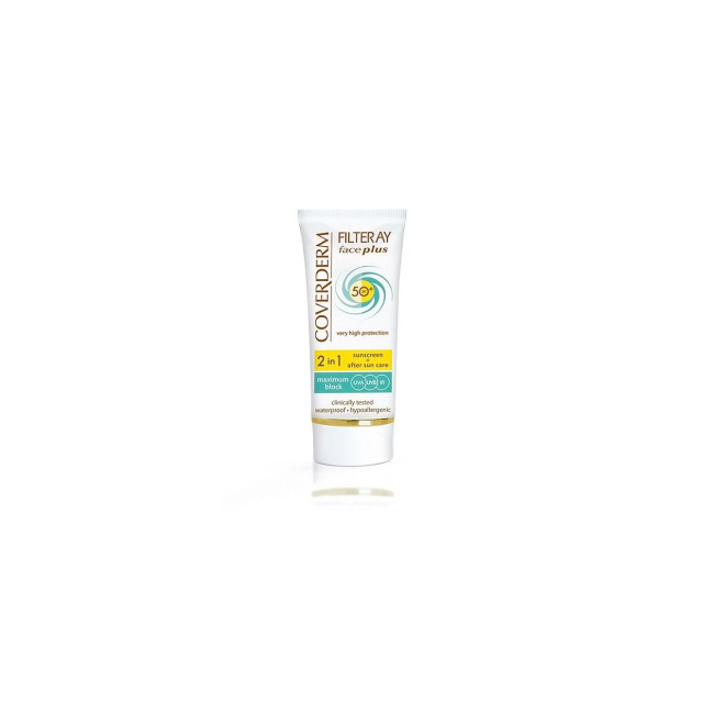 COVERDERM Filteray Face Plus 2 In 1 Sunscreen & After Sun Care Normal Skin Tinted Light Beige SPF50+ 50ml