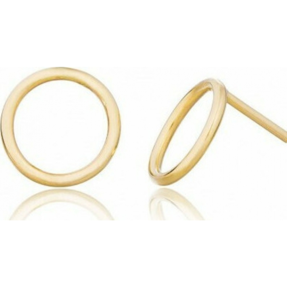 MEDISEI Dalee Ασημένια Σκουλαρίκια, Circular Yellow Gold Plated 05414 - 1 ζευγάρι