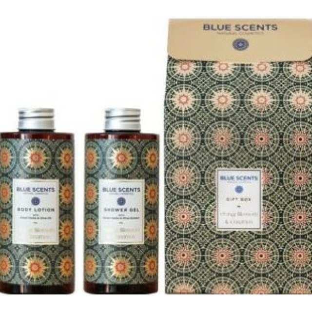 BLUE SCENTS ORANGE BLOSSOM & CINNAMON CHRISTMAS GIFT BOX Πακέτο Δώρου με Αφρόλουτρο και Λοσιόν Σώματος